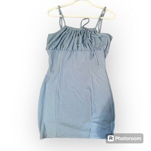 Blue Strappy Mini Dress spaghetti straps